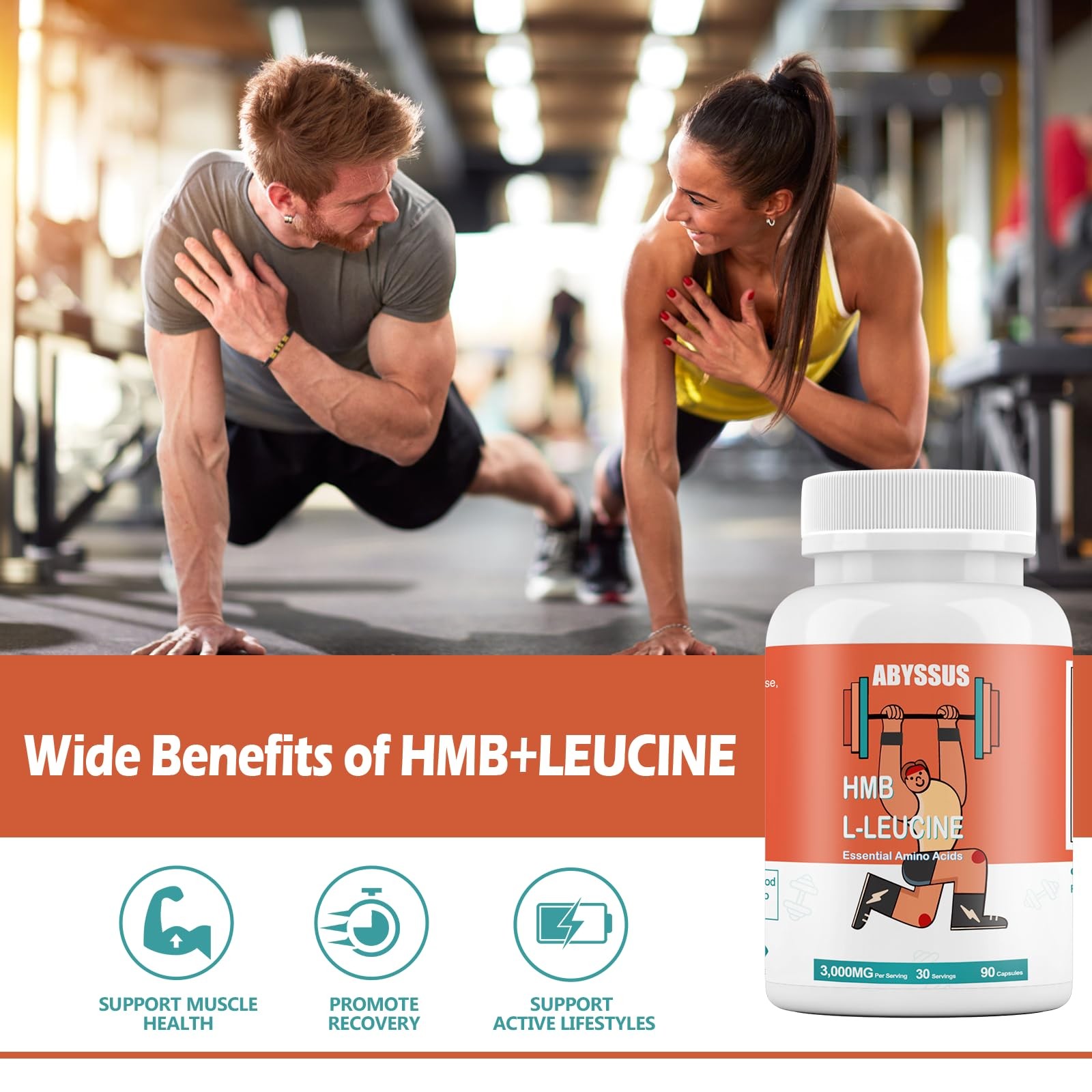 HMB and L-Leucine 3000mg – Daily Vegan Supplement for Active Adults, Supports…