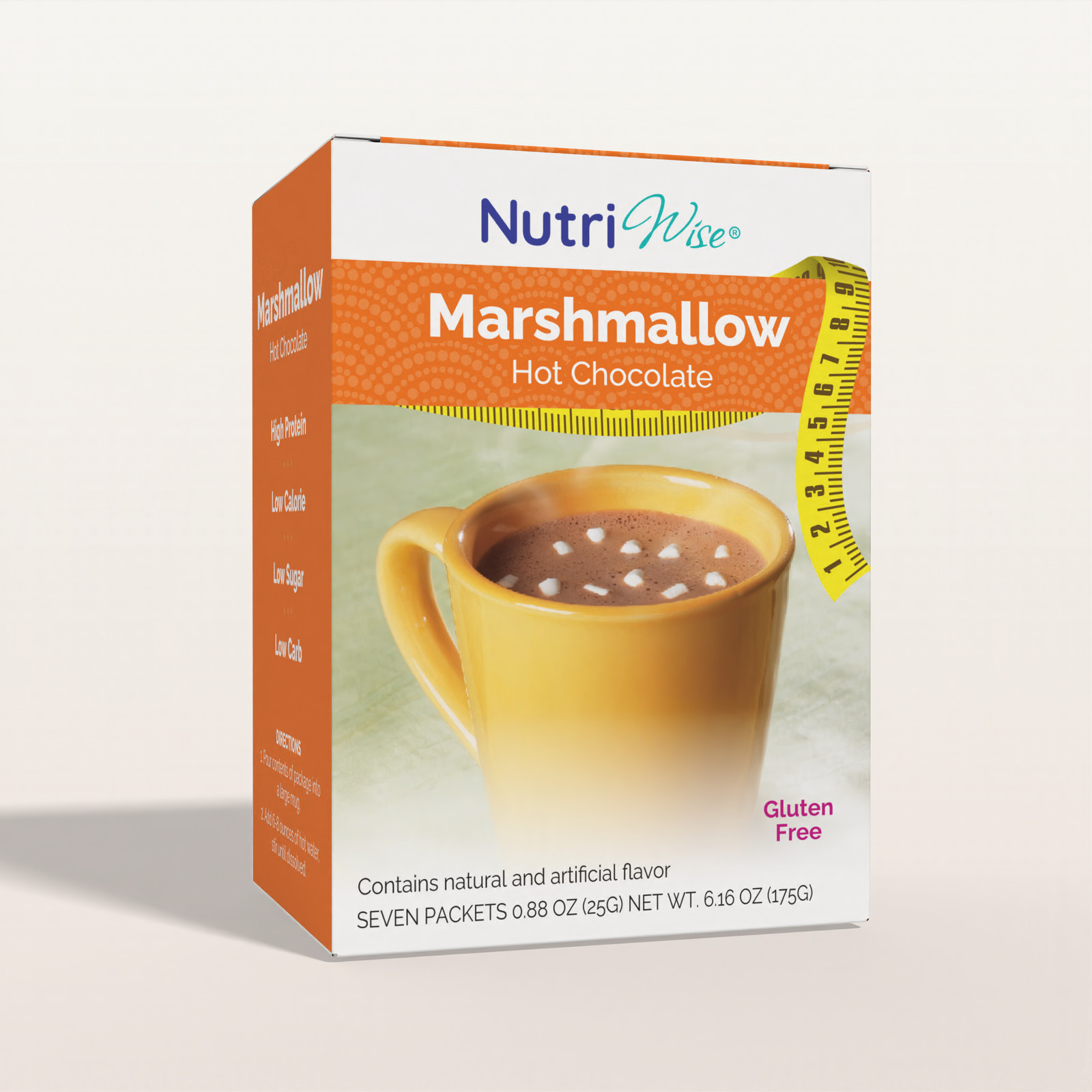 NutriWise Marshmallow Hot Chocolate Protein Diet Drink, Low Calorie KETO 7ct