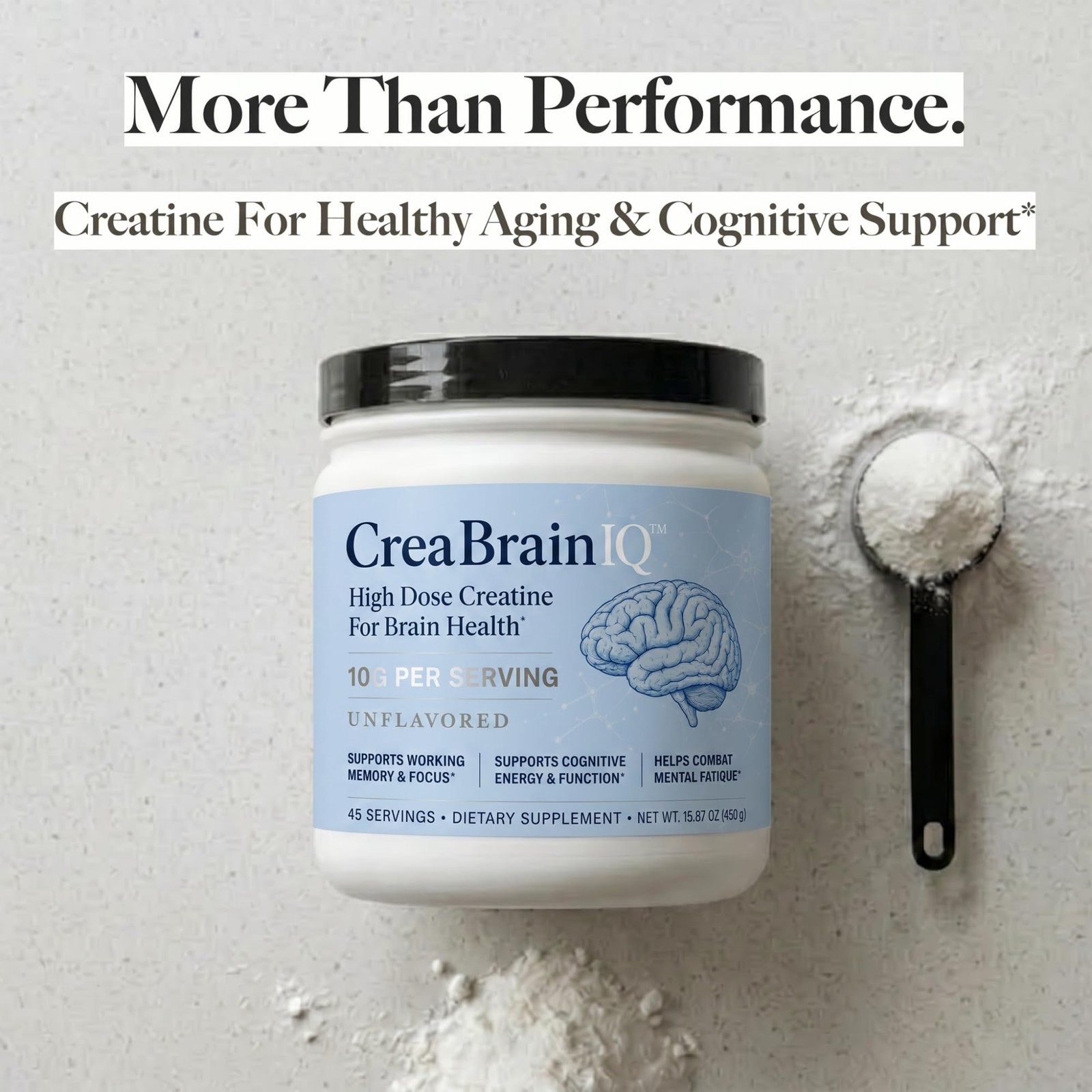 CreaBrainIQ High Dose Creatine Powder for Brain Health – 10g Per Serving – Su…
