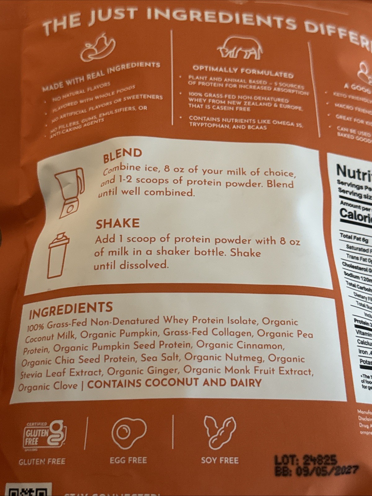 Just Ingredients – Pumpkin spice Protein powder, 1.3 Lb (20.84 Oz)