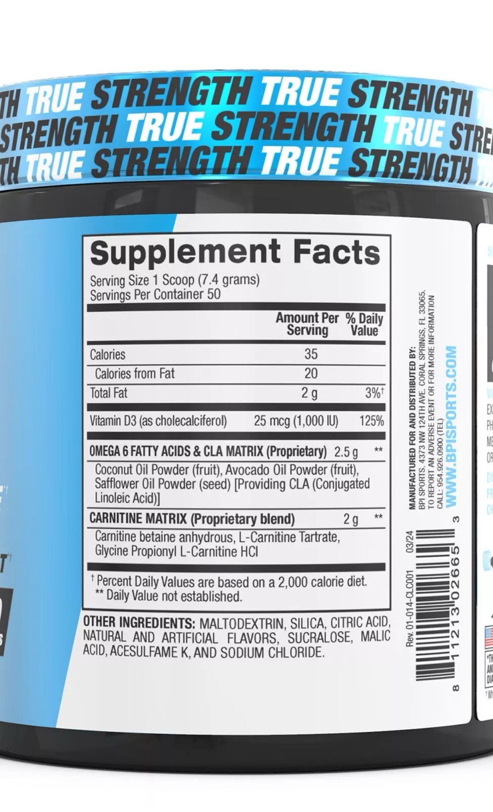 BPI CLA + CARNITINE Weight Loss Non Stim & Lean Muscle Formula 50 Serving