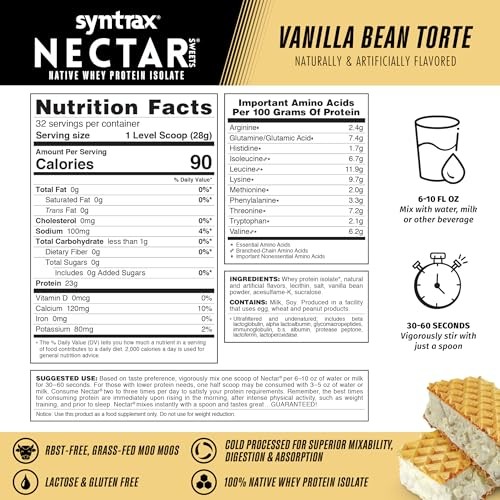 Syntrax Nectar Sweets Vanilla Bean Torte Whey Protein Isolate 2lb