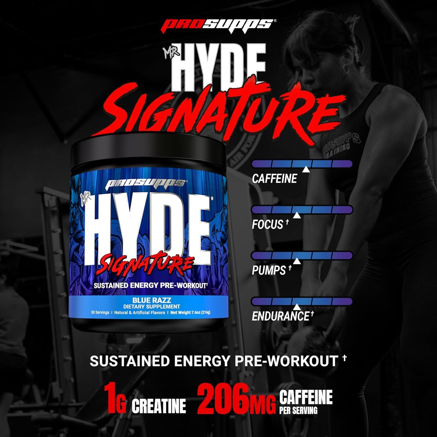 Pre Workout Powder Blue Razz 30 Servings w/ Creatine Beta Alanine Caffeine Energ