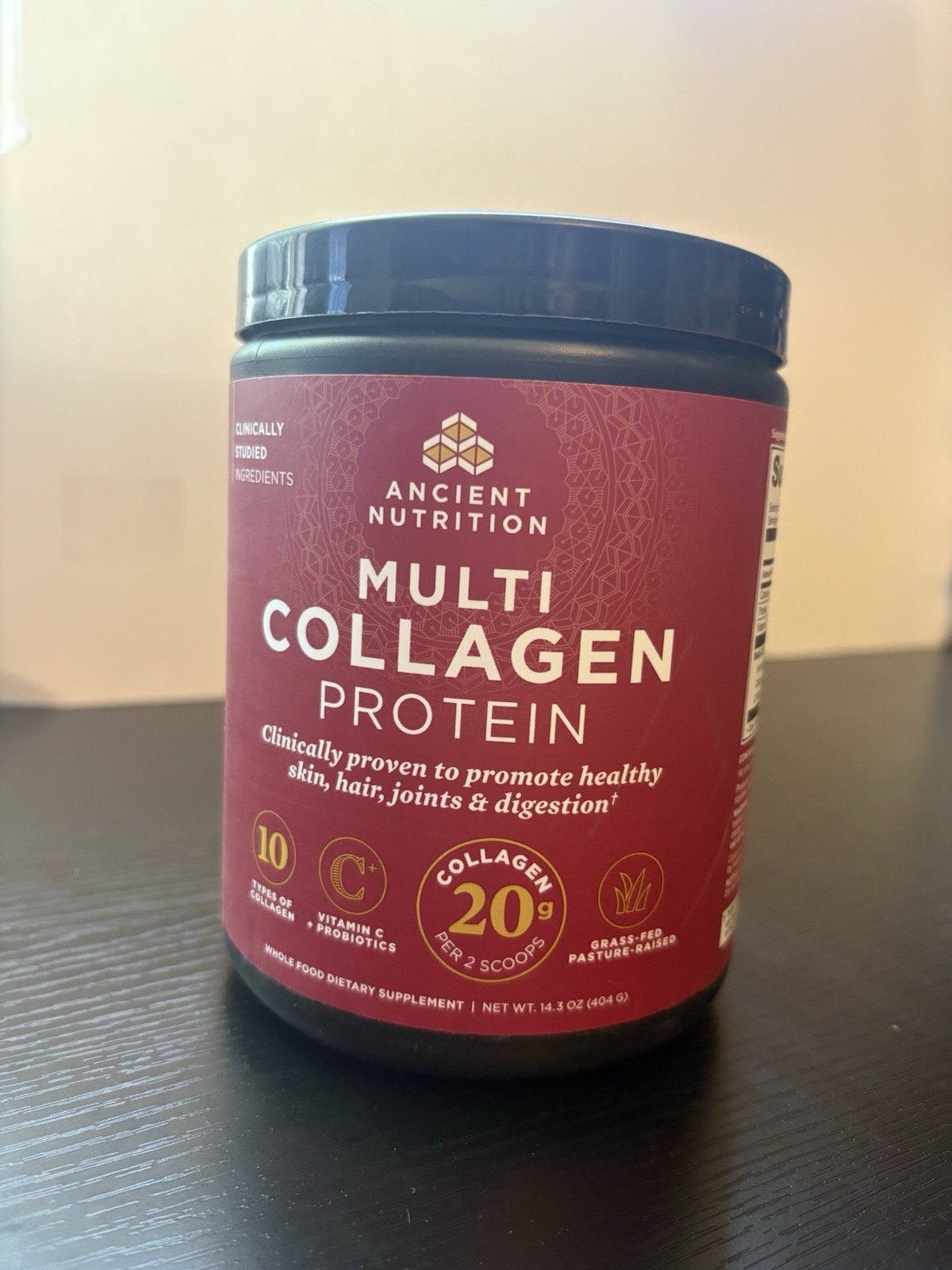 Ancient Nutrition Multi Collagen Protein Powder Grass-Fed + Vitamin C 14.3oz