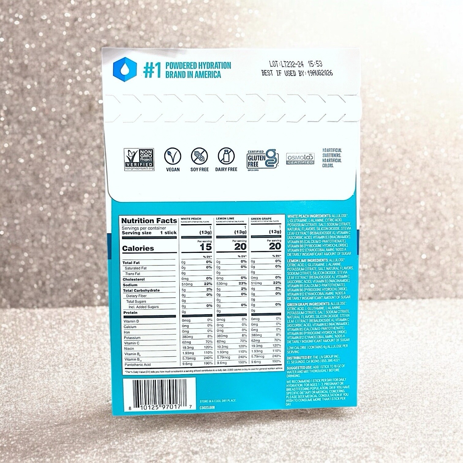 LIQUID IV Hydration Multiplier Sugar-Free 3 count sample pack 0.45 OZ EACH NIP