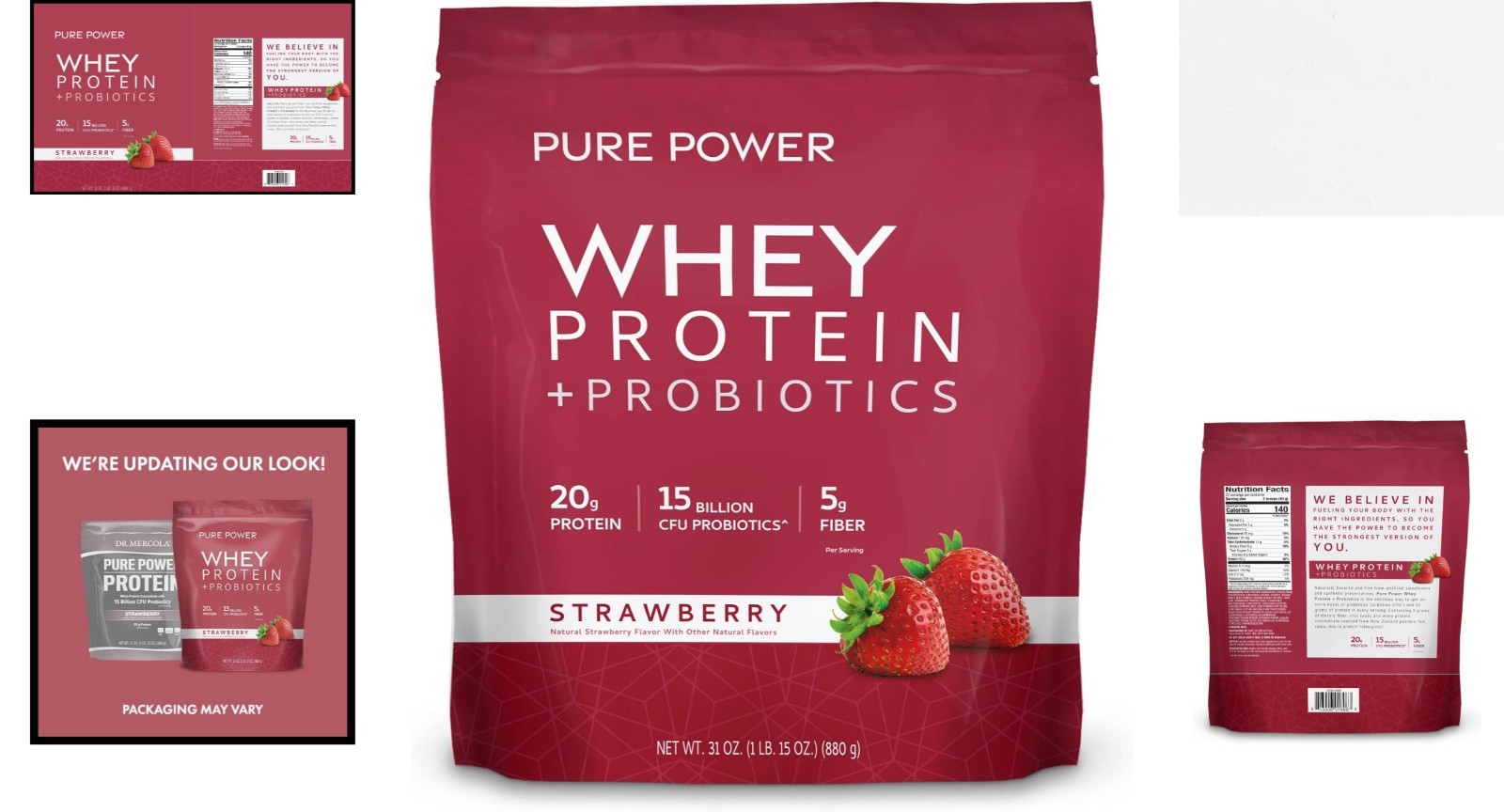 Pure Power 22 Servings Strawberry Protein in Easy Gusset Pouch – Top Quality