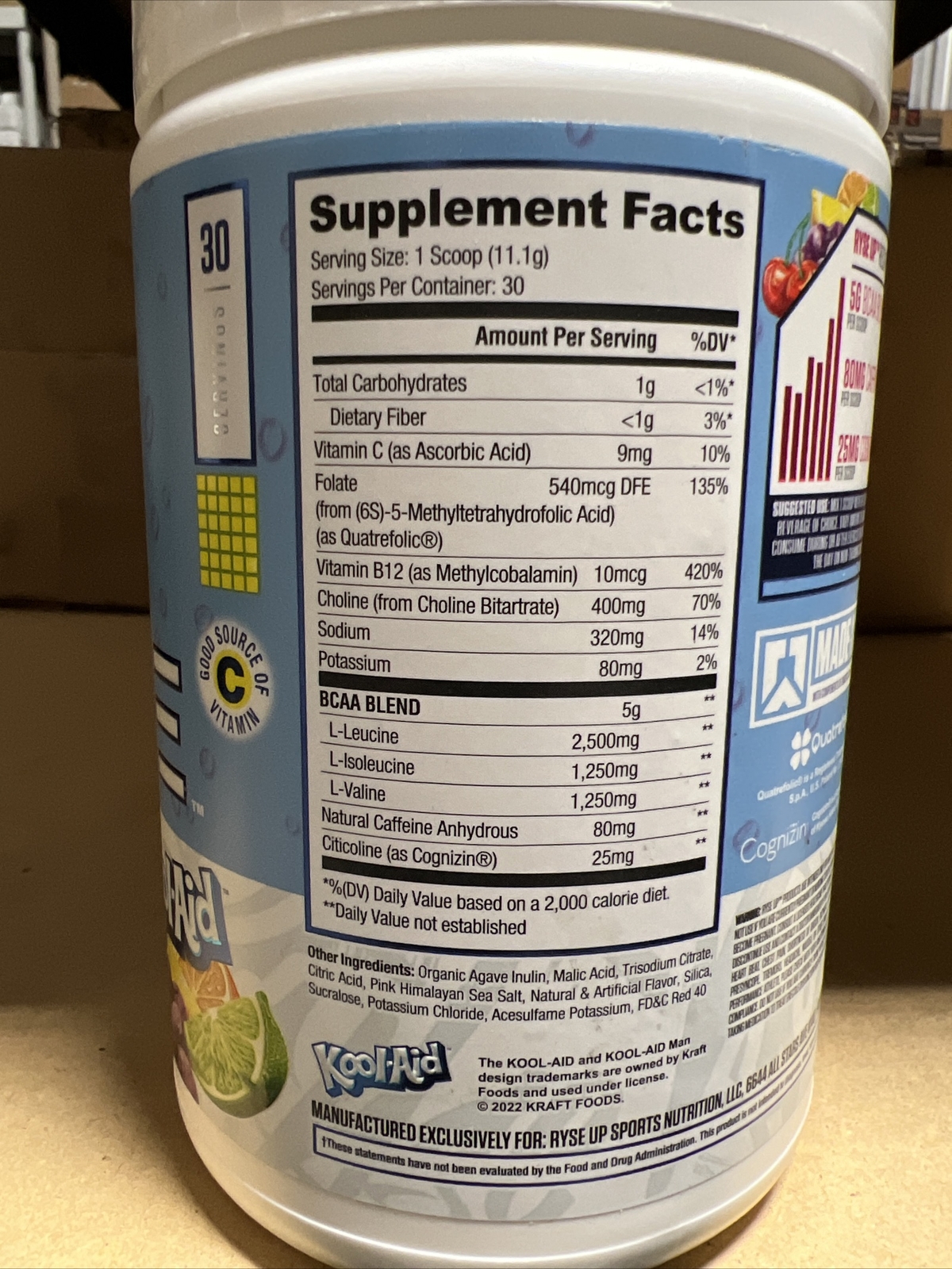 Ryse BCAA Focus 30 servings 2:1:1 BCAA Focus Energy Fruit Tropical Punch 07/2024