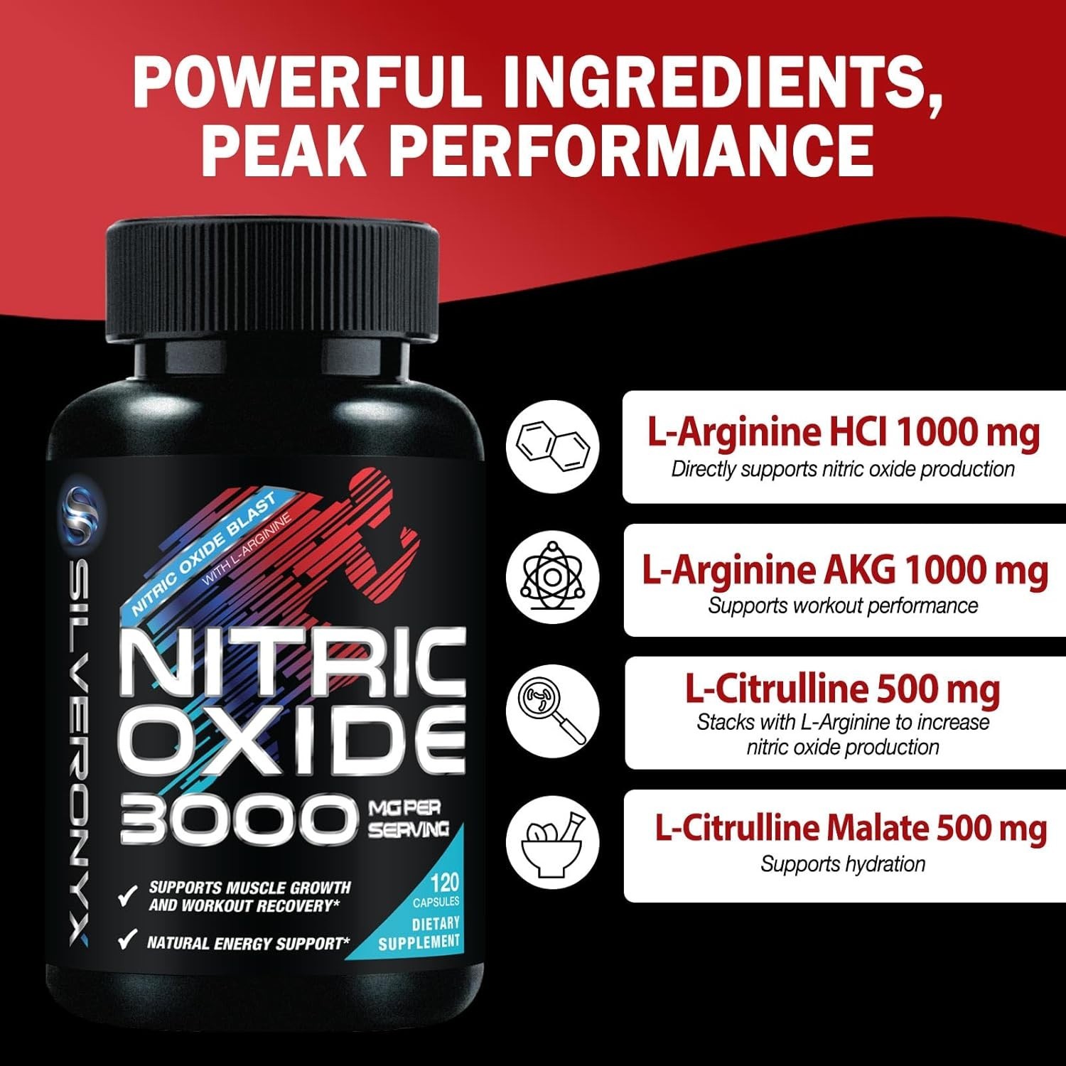 Nitric Oxide Booster 1300mg – Extra Strength L Arginine & Citrulline Supplement
