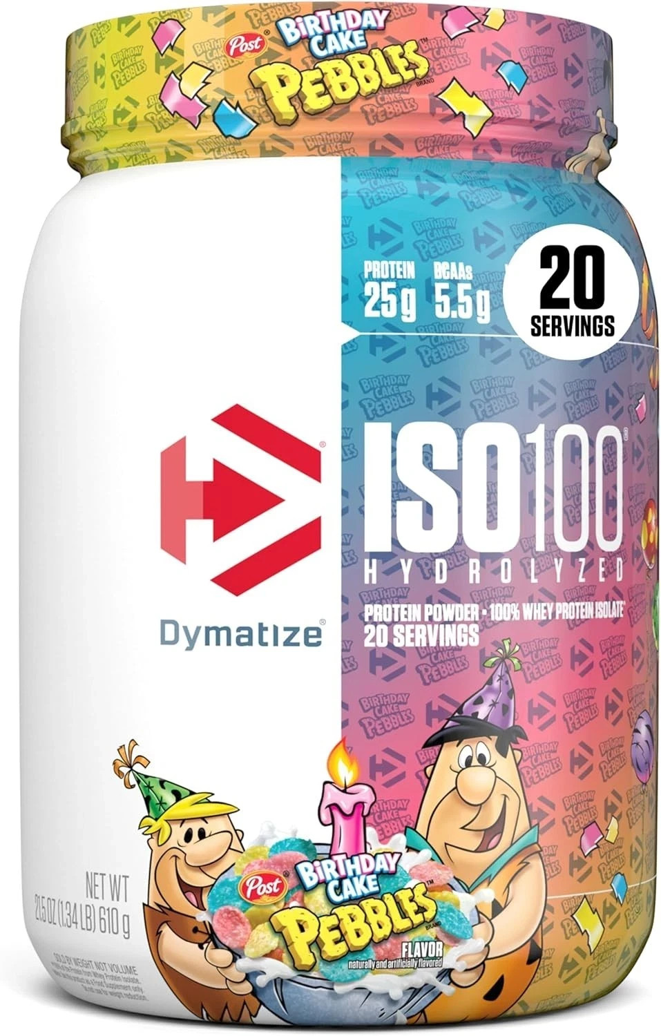 Dymatize ISO100 Hydrolyzed Whey Birthday Cake Pebbles 20 Servings 25g Protein