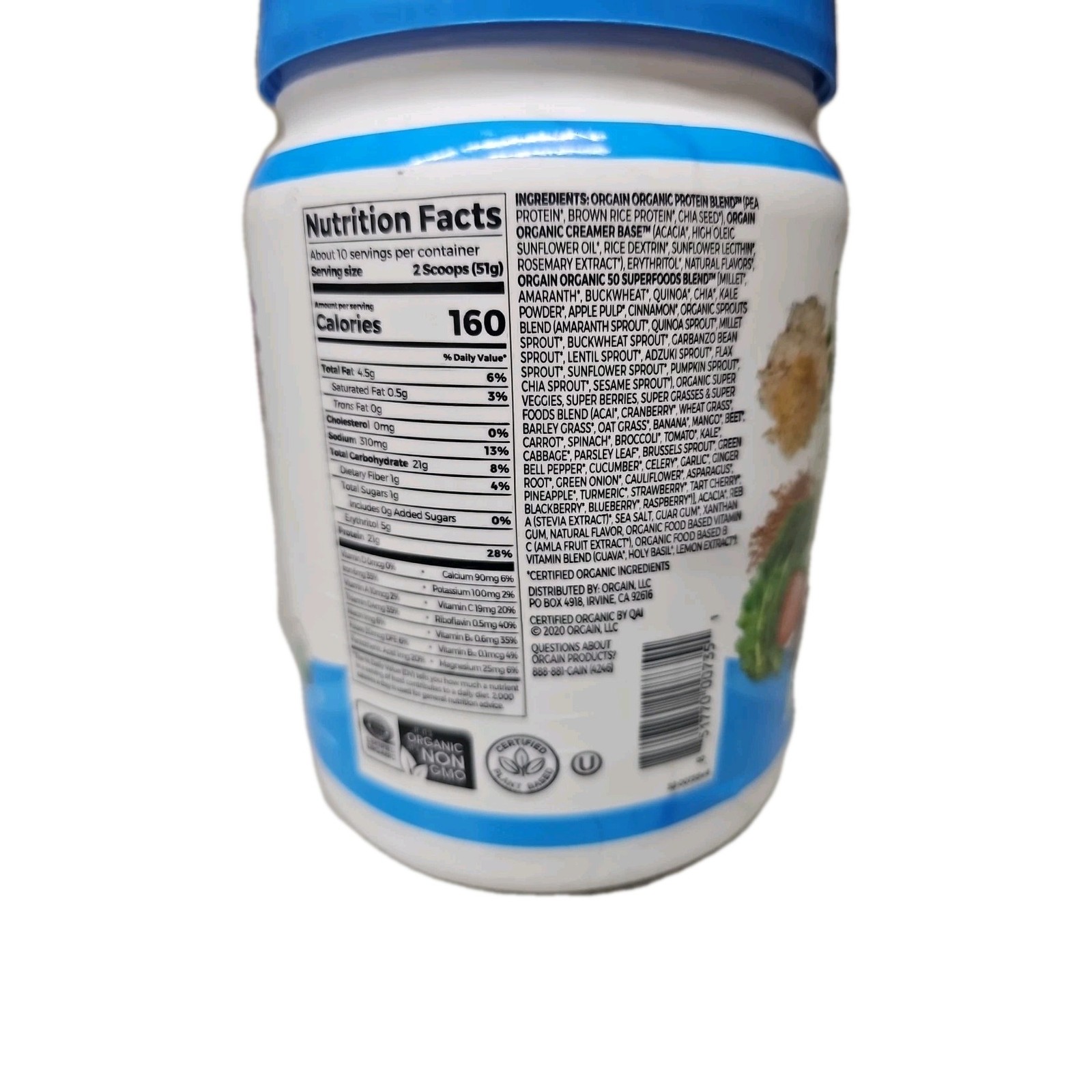 LOT OF 2 orgain organic protein 50 superfoods 1.12 lbs expires 4/24