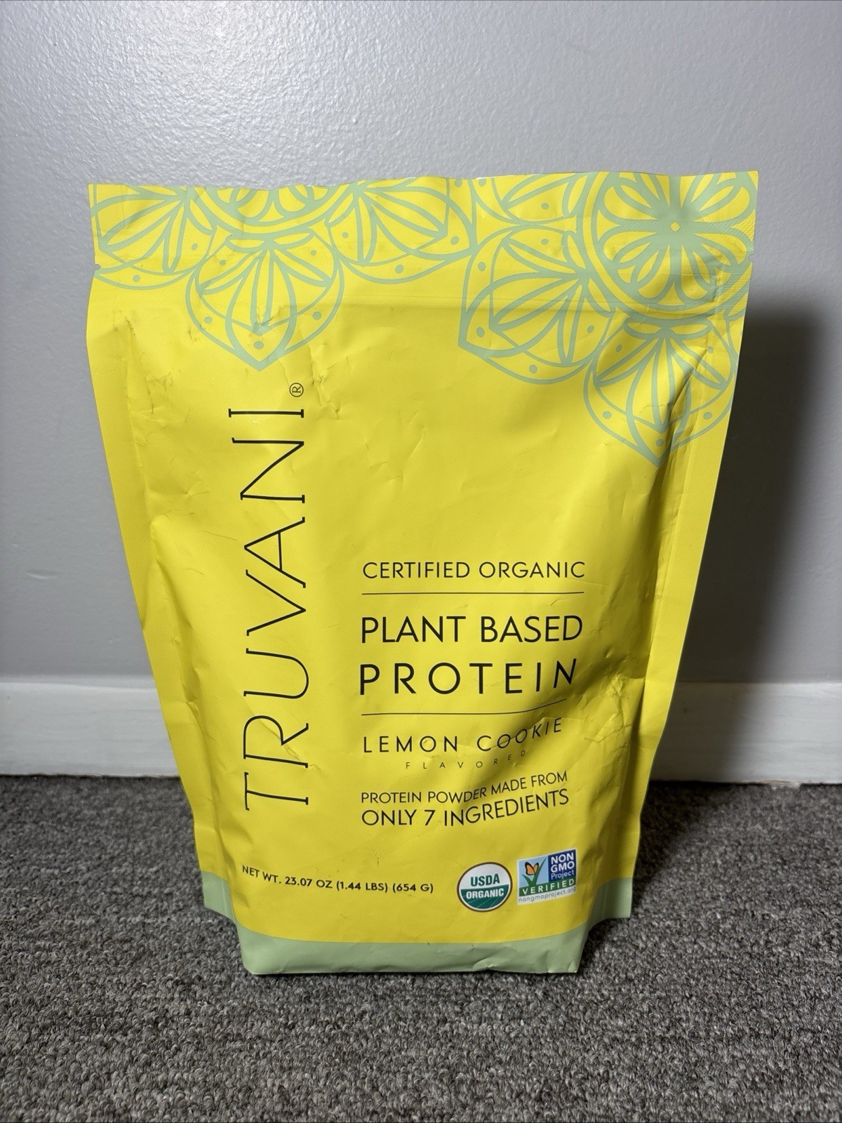 Truvani Certified Organic Plant-Based Protein Powder Lemon Cookie 23.07 oz