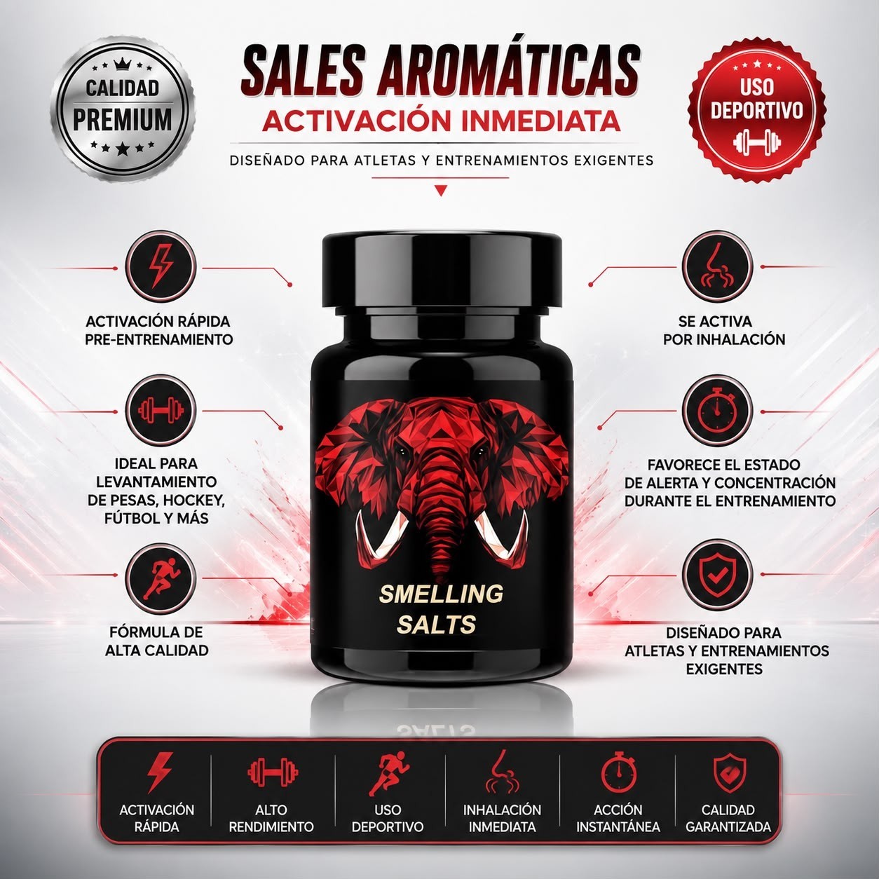 Smelling Salts Aromáticas Activación Inmediata Pre-Workout Gym & Training