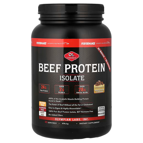Olympian Labs Beef Protein Chocolate 2 lbs Each (Pack of 3)