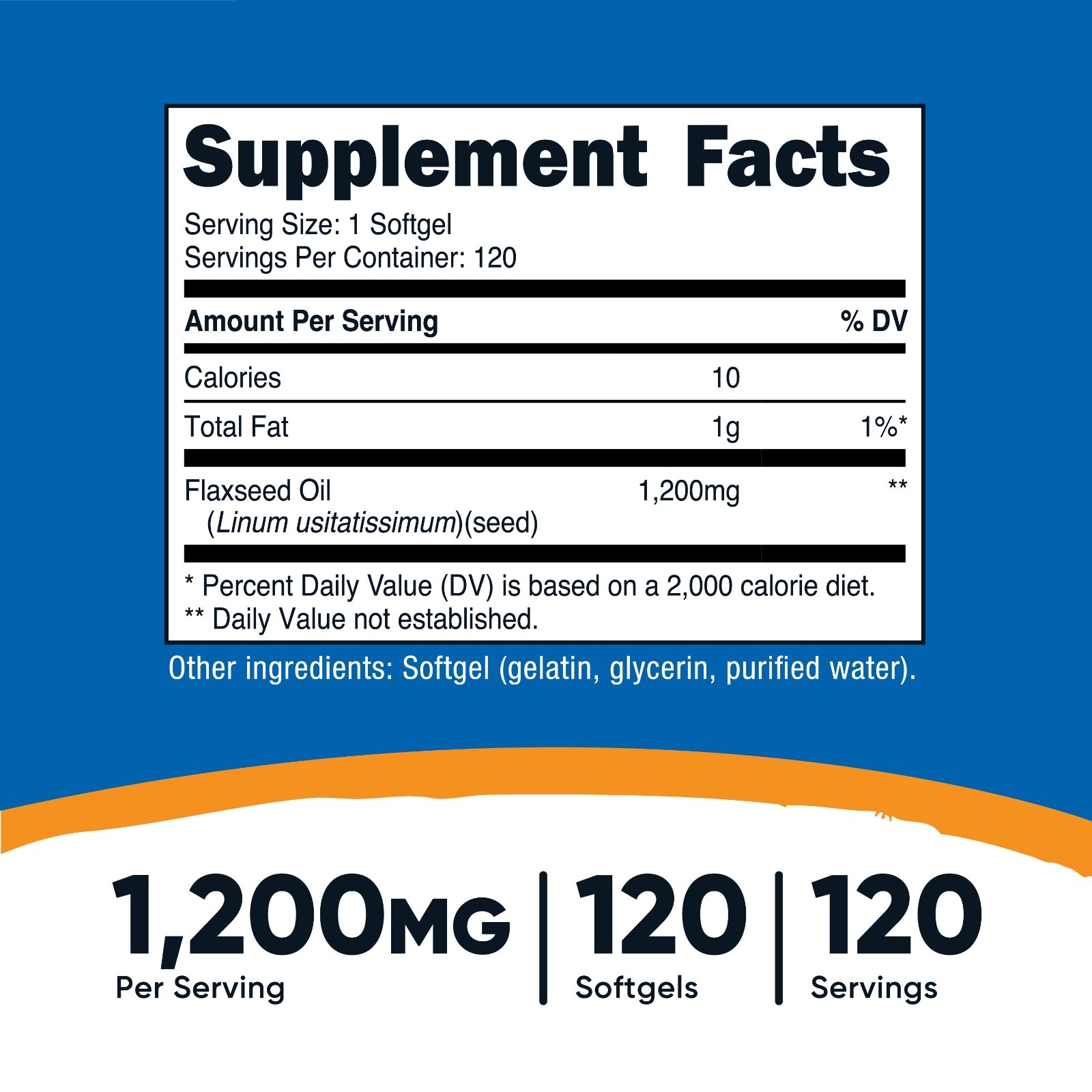 Nutricost Flaxseed Oil 120 Softgels, 1200mg per serving – GMO-Free, Gluten-Free