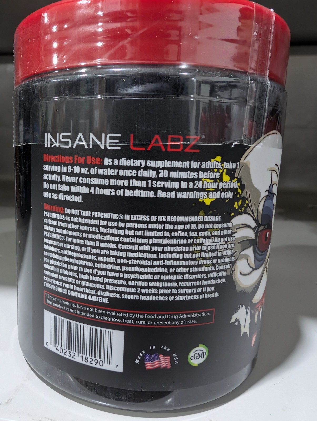 Insane Labz Pre Workout Powder Fruit Punch Flavor 30 Serv *EXP 1/7/28*