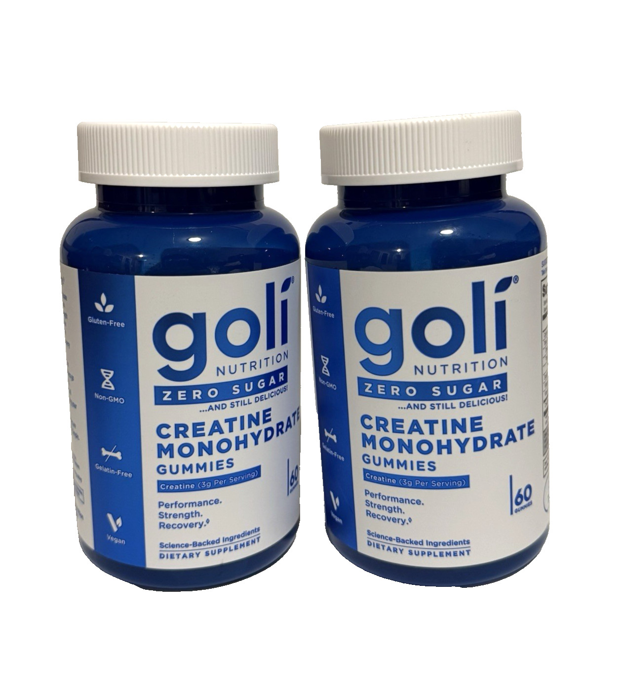 2 Pack Goli Creatine Monohydrate Gummies Zero Sugar Gluten-Free
