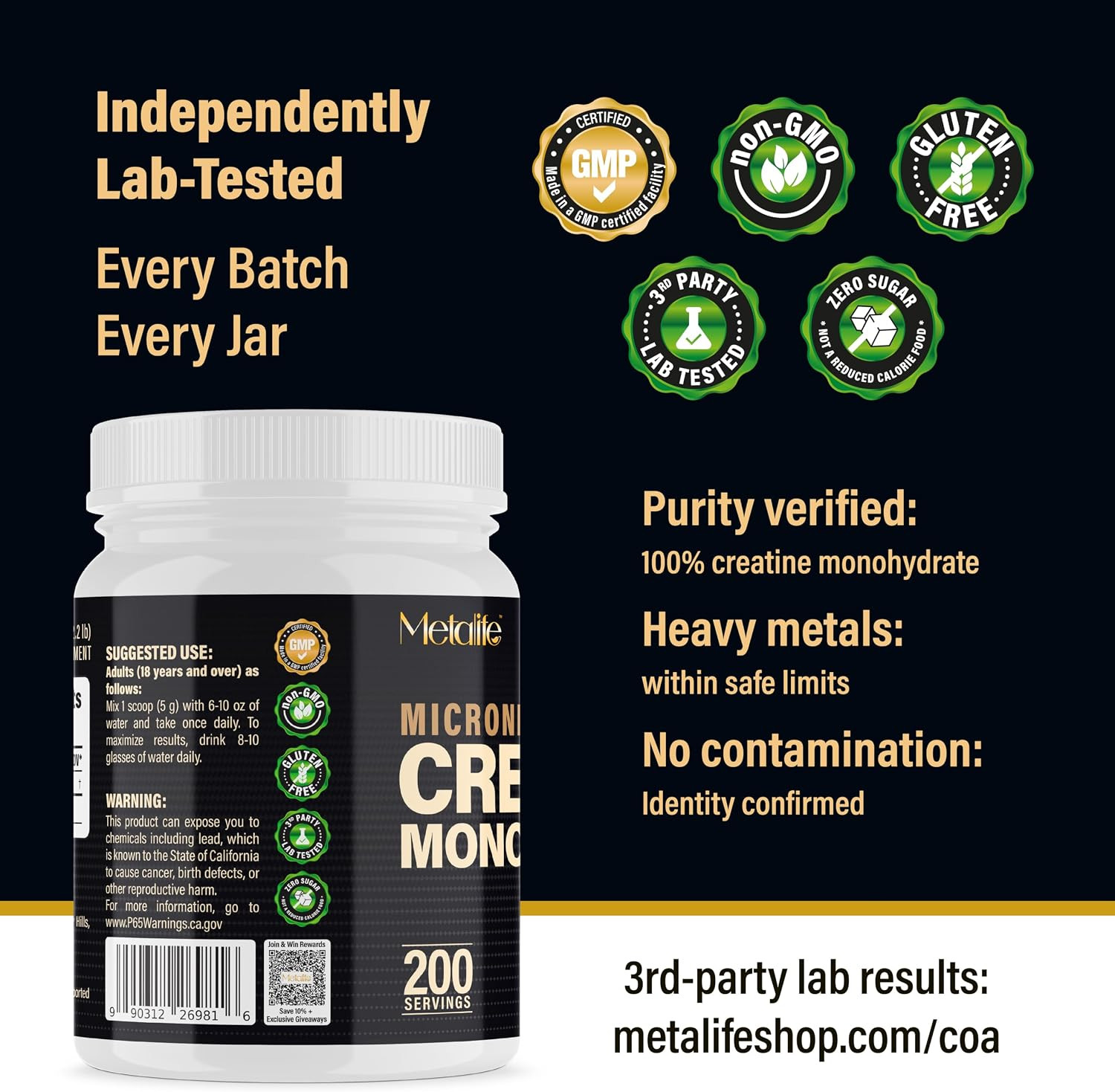 100% Pure Creatine Monohydrate Powder 200 Servings, Micronized Powder, Muscle Gr