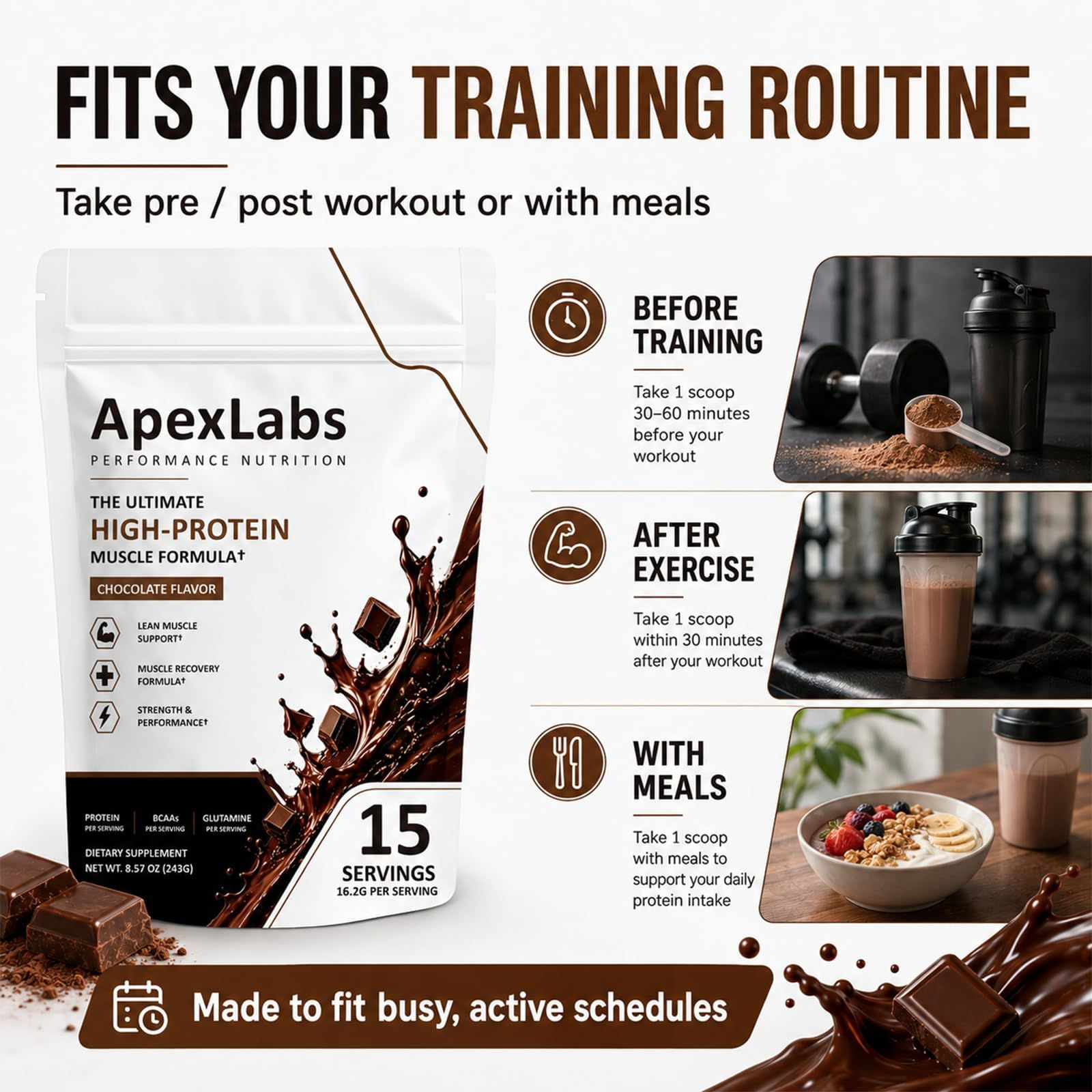 Fuxvao Apex Labs Muscle Powder Chocolate, Apexlabs 1 Pound (Pack of 1)