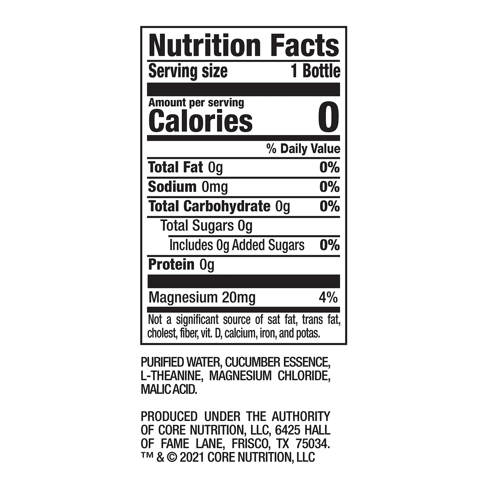 Core Hydration Calm 23.9 Fl Oz Pack of 12 Cucumber Essence Zero Calories