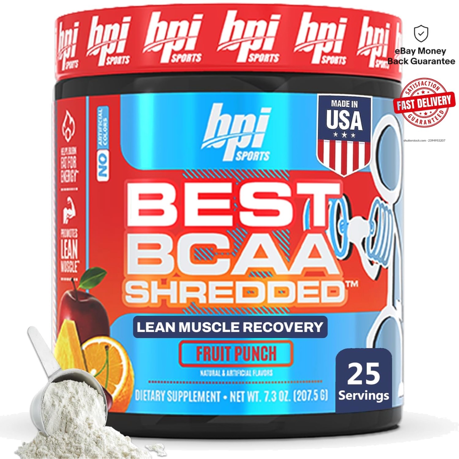 Thermogenic BCAA Powder for Lean Muscle – Caffeine-Free Fruit Punch, 25 Servings