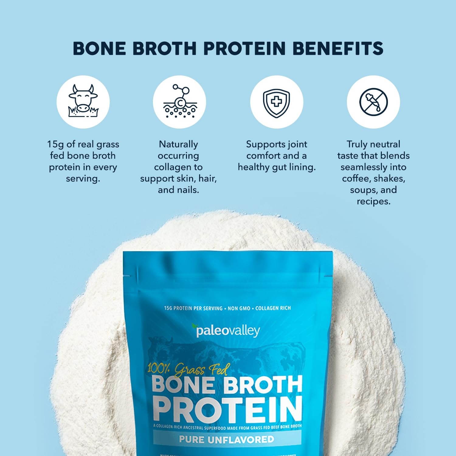 Paleovalley 100% Grass Fed Bone Broth Protein Powder, 1.05 Pound (Pack of 1)