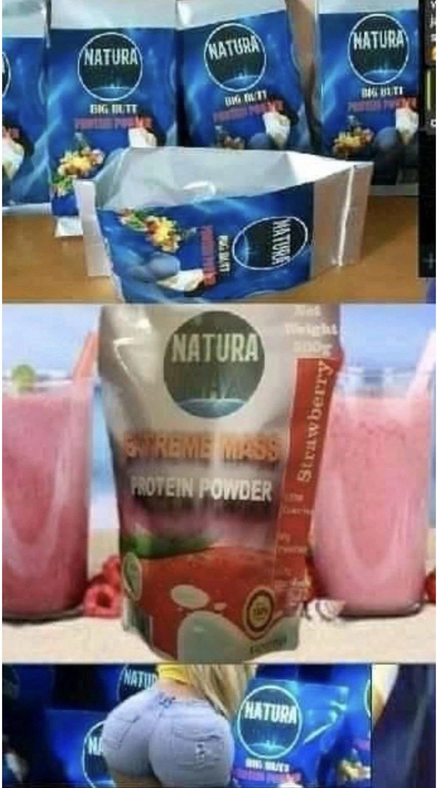 Natura Max Protein Powder (1-Pack: Extreme Mass & Big Butt) plus a free mug cup