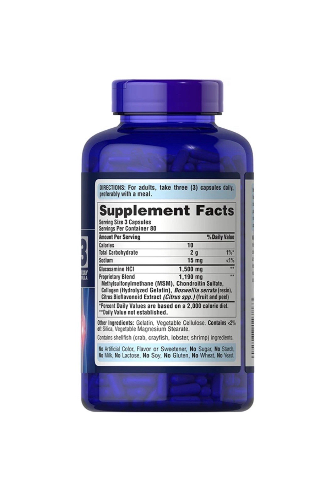 Puritan’s Pride 3 Per Day Glucosamine Chondroitin MSM Joint Soothe 240ct Ex 9/26