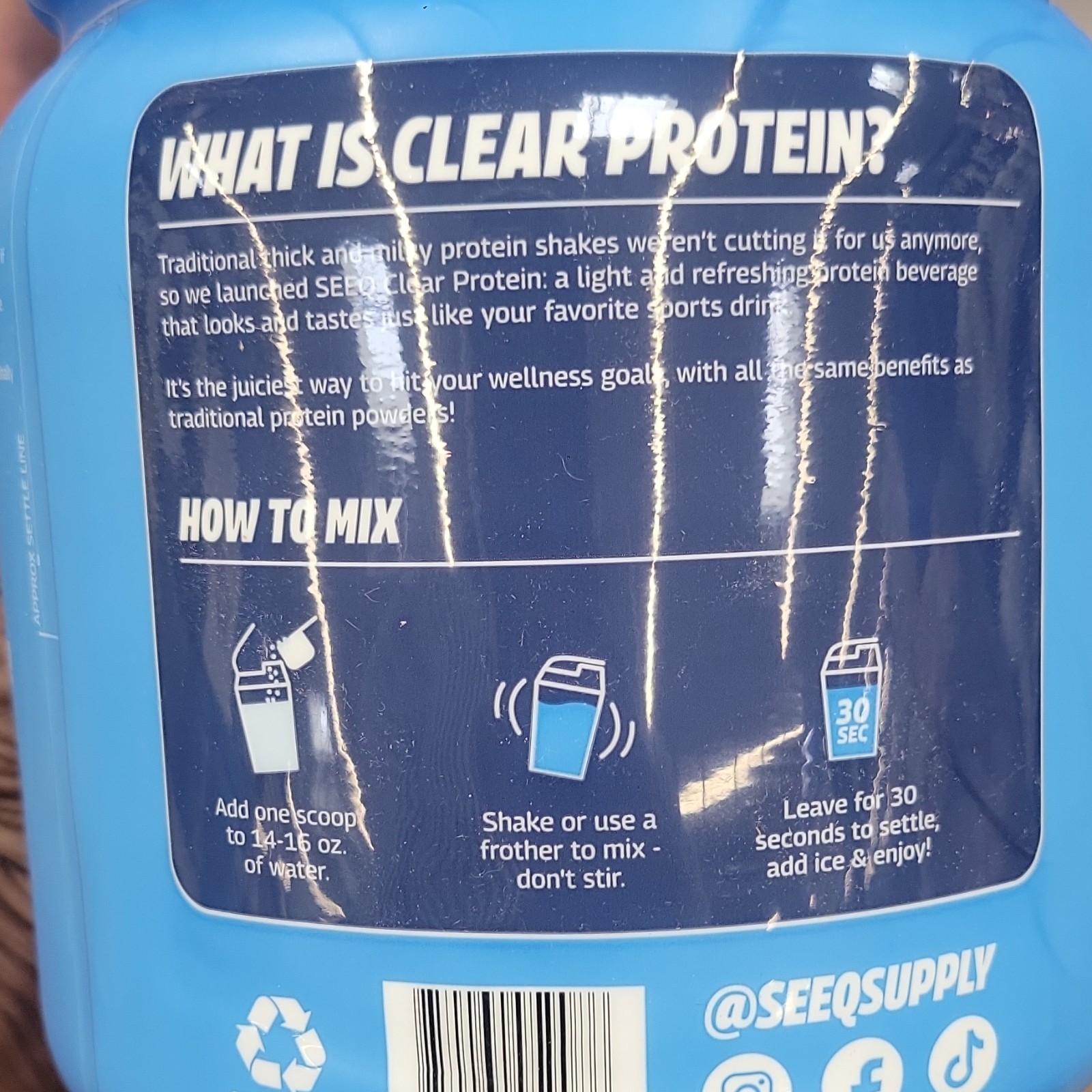 SEEQ Clear Protein Powder 22g Protein Zero Sugar Whey Isolate Gluten Soy Free