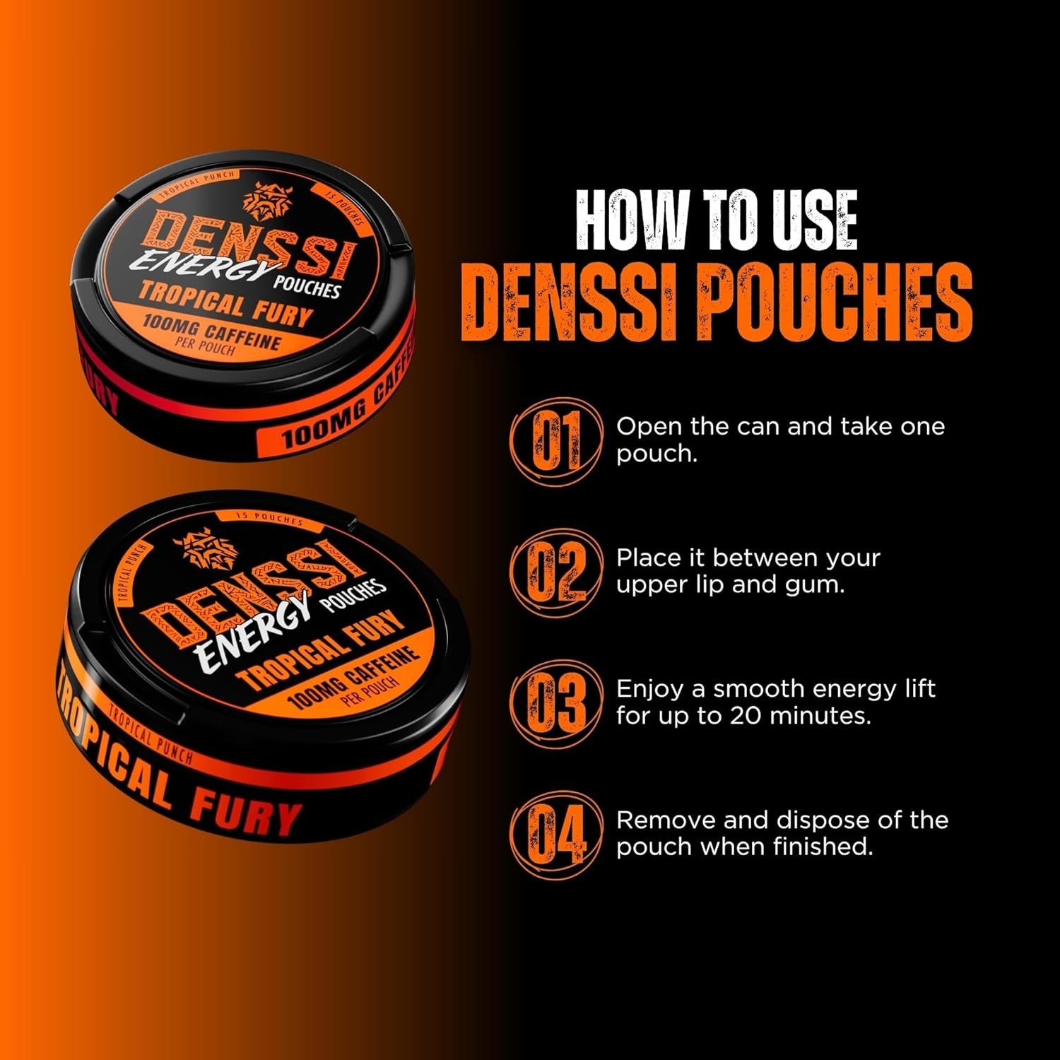 Energy Pouches – Fast-Acting Caffeine + Nootropic Boost – Sugar-Free, Tobacco
