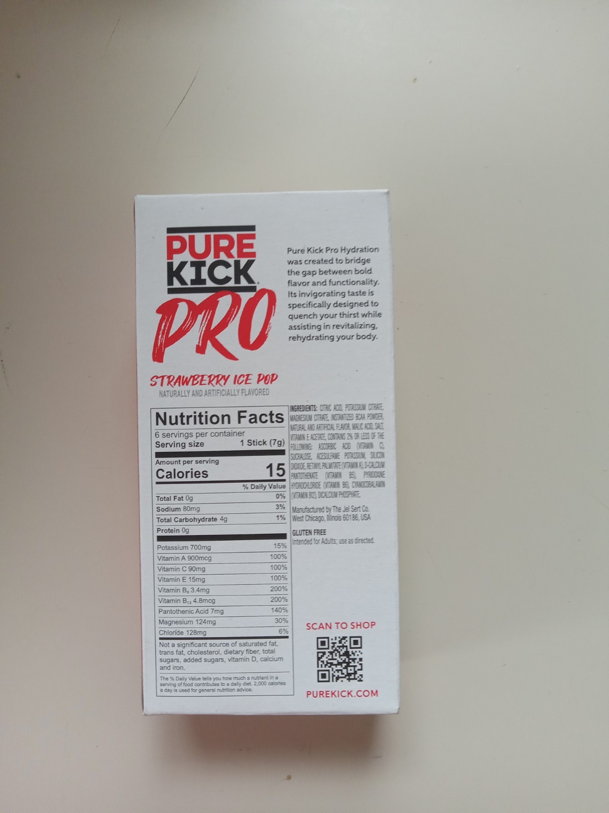 PURE KICK PRO Hydration Electrolyte Drink Mix, Strawberry Ice Pop, Includes 1 Bo