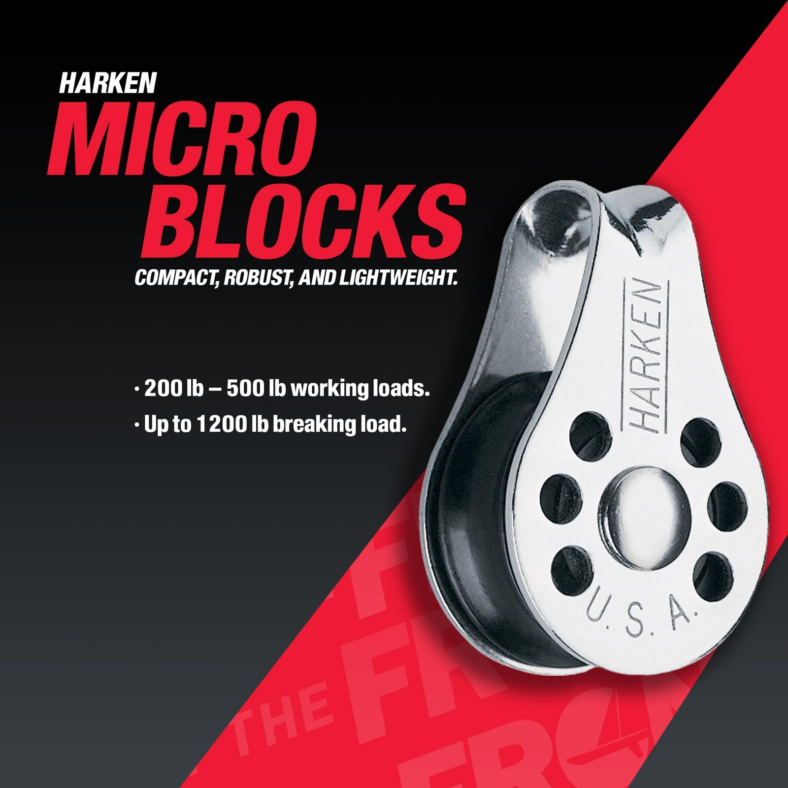 HARKEN 22mm Micro Fiddle Boat Block w/V-Jam Becket, Part 245 Sailing