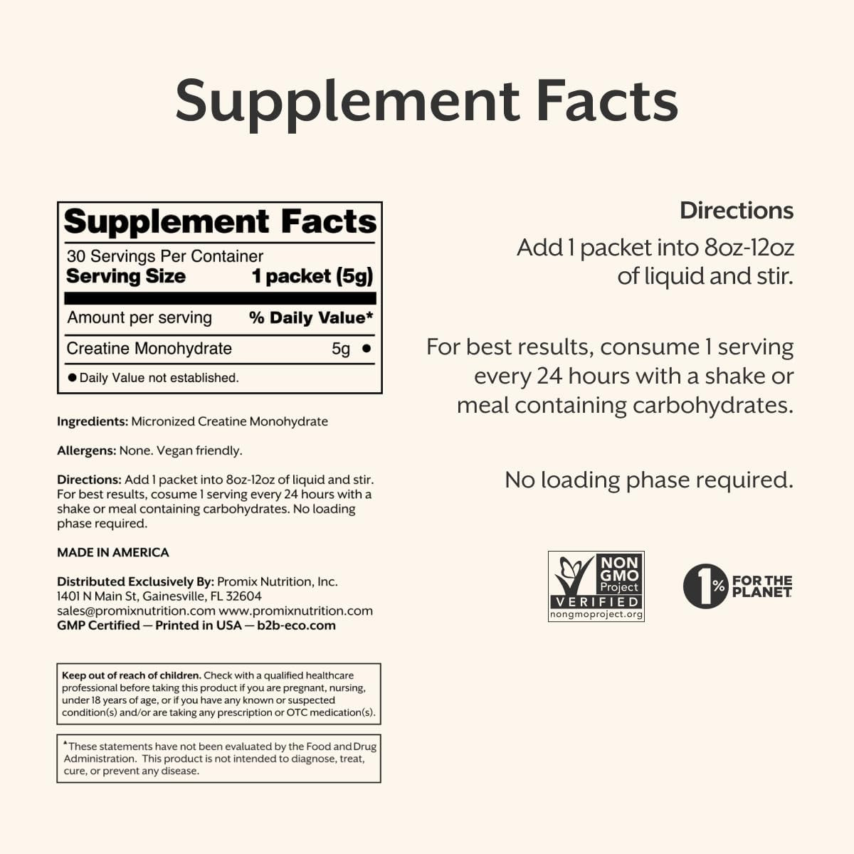 Creatine Monohydrate Travel Packs, 5G of Micronized Clean Creatine for Men and W