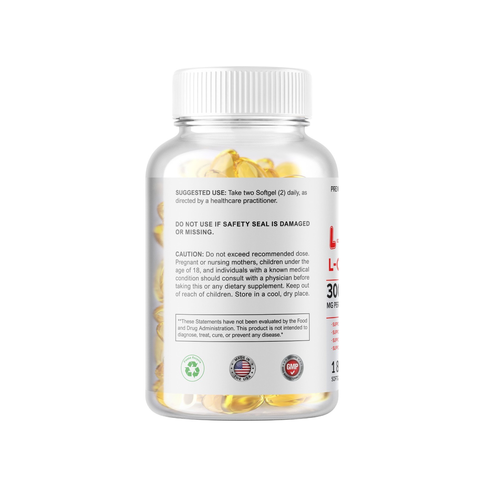 L-Arginine L-Citrulline Nitric Oxide Booster 3000mg, 180 Softgels, 90 Servings