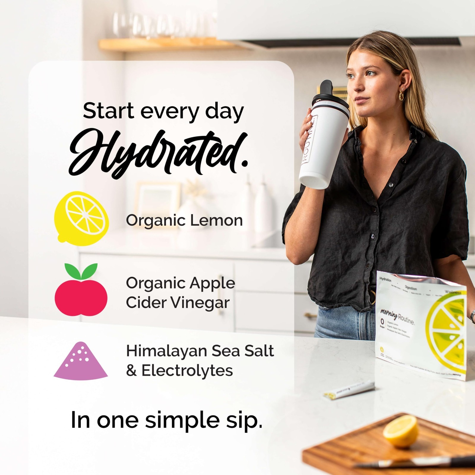 Hydrating Electrolyte Powder Packets – Lemon & Apple Cider Vinegar Mix, Keto, Su