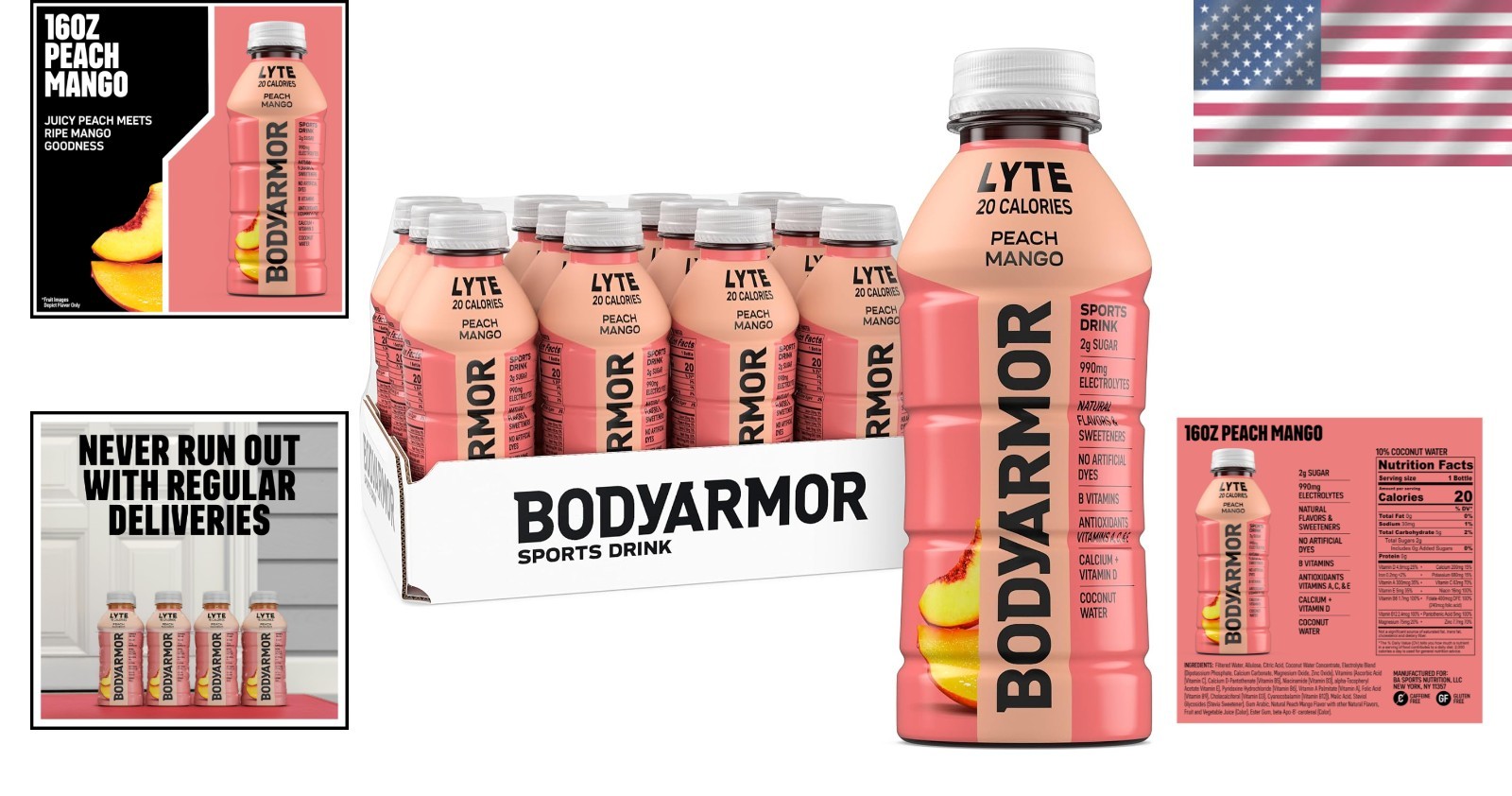Refreshing LYTE Sports Drink – Coconut Water Hydration, 12 x 16oz Bottles
