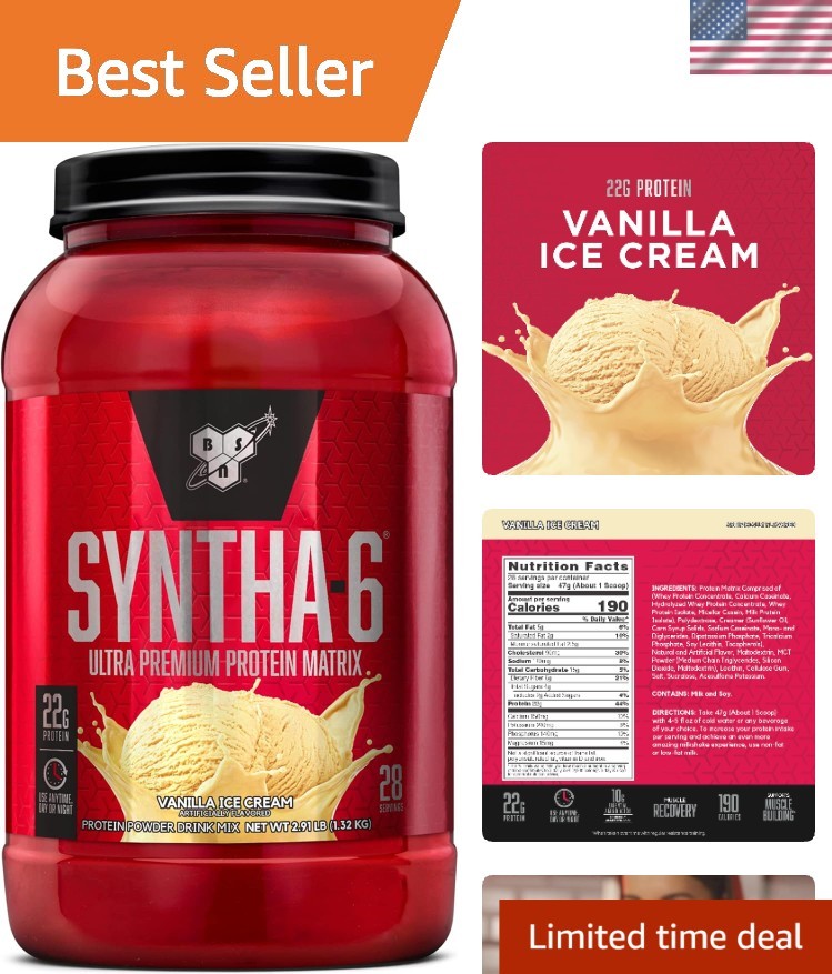 Caffeine-Free SYNTHA-6 Vanilla Protein – Delicious, 4g Sugar, Muscle Recovery