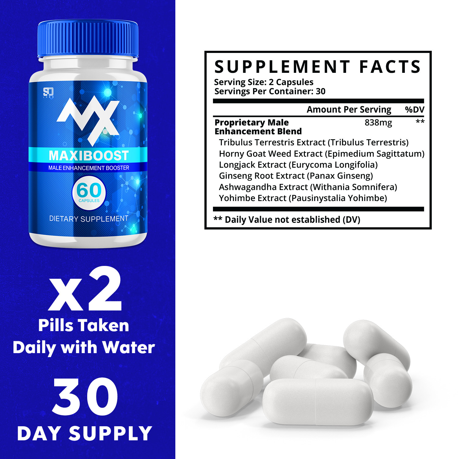 Maxiboost for Male, Maxi Boost Advanced Formula Men Support Pills (60 Capsules)