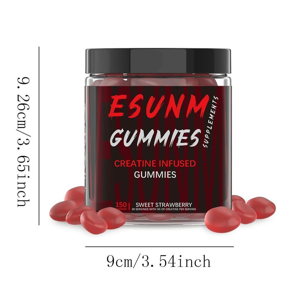ESUNM Creatine Monohydrate Gummies Strawberry 150 Servings Muscle Support