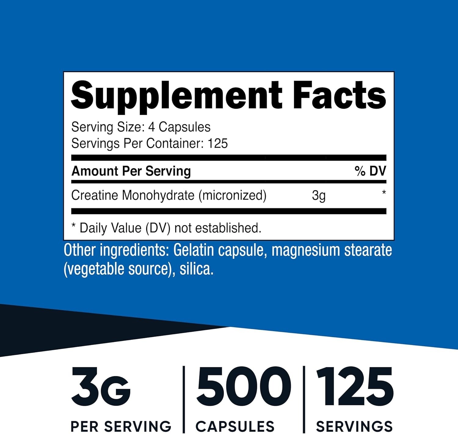 3,000mg Micronized Creatine Monohydrate in 500 Capsules – GMP Certified Quality