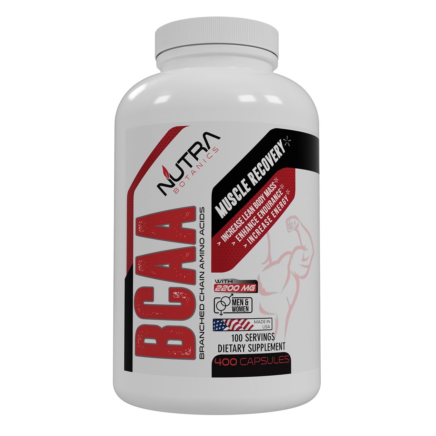Nutra Botanics BCAA Capsules 2200mg 400 ct. Made In The USA