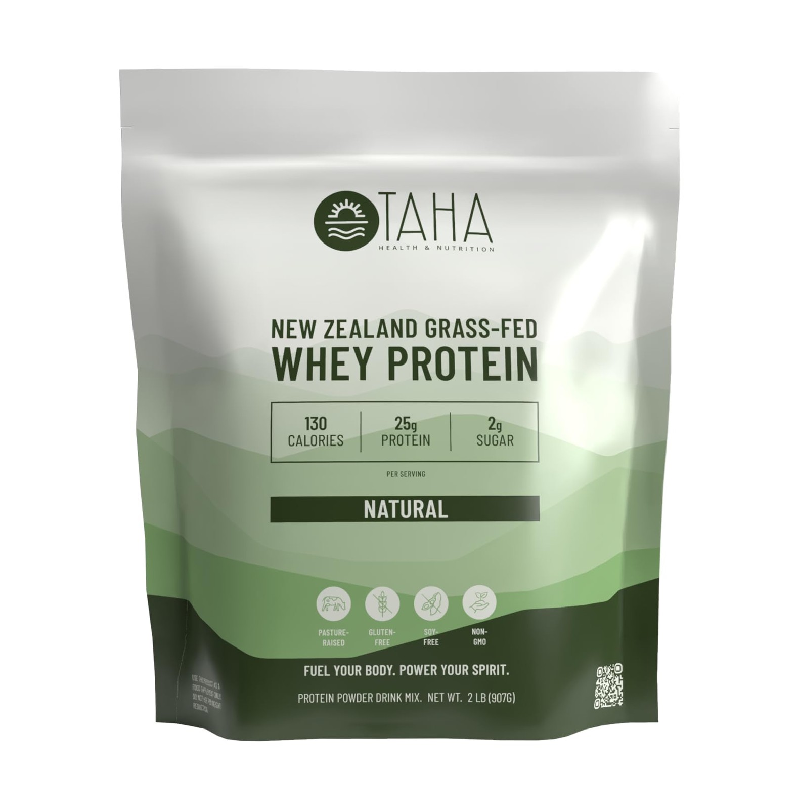 TAHA Unflavored Whey Protein Concentrate, 25g Protein, Grass-Fed, 2lb | 6.3g …