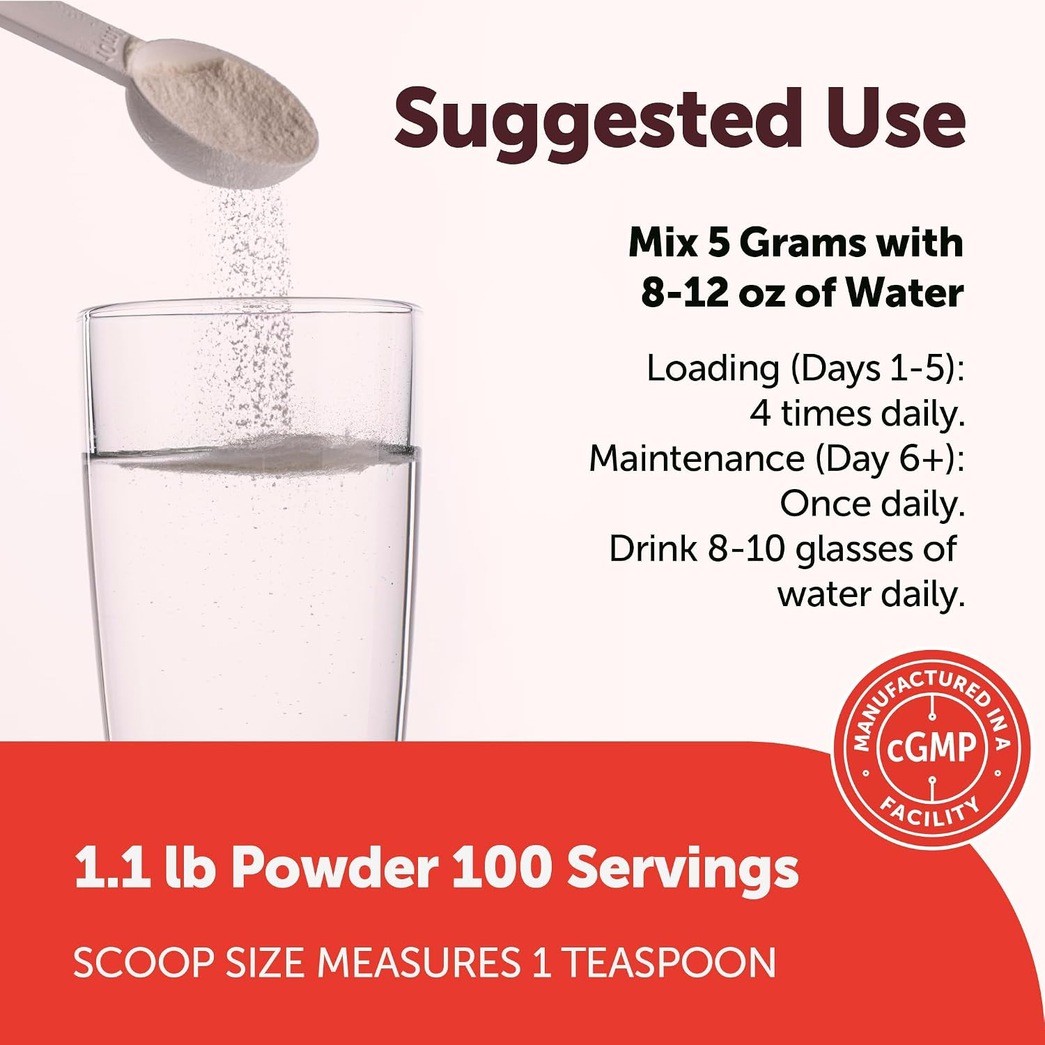 Creatine Monohydrate Powder 500 Grams (1.1 Lb), 5000Mg per Serving, Micronized C