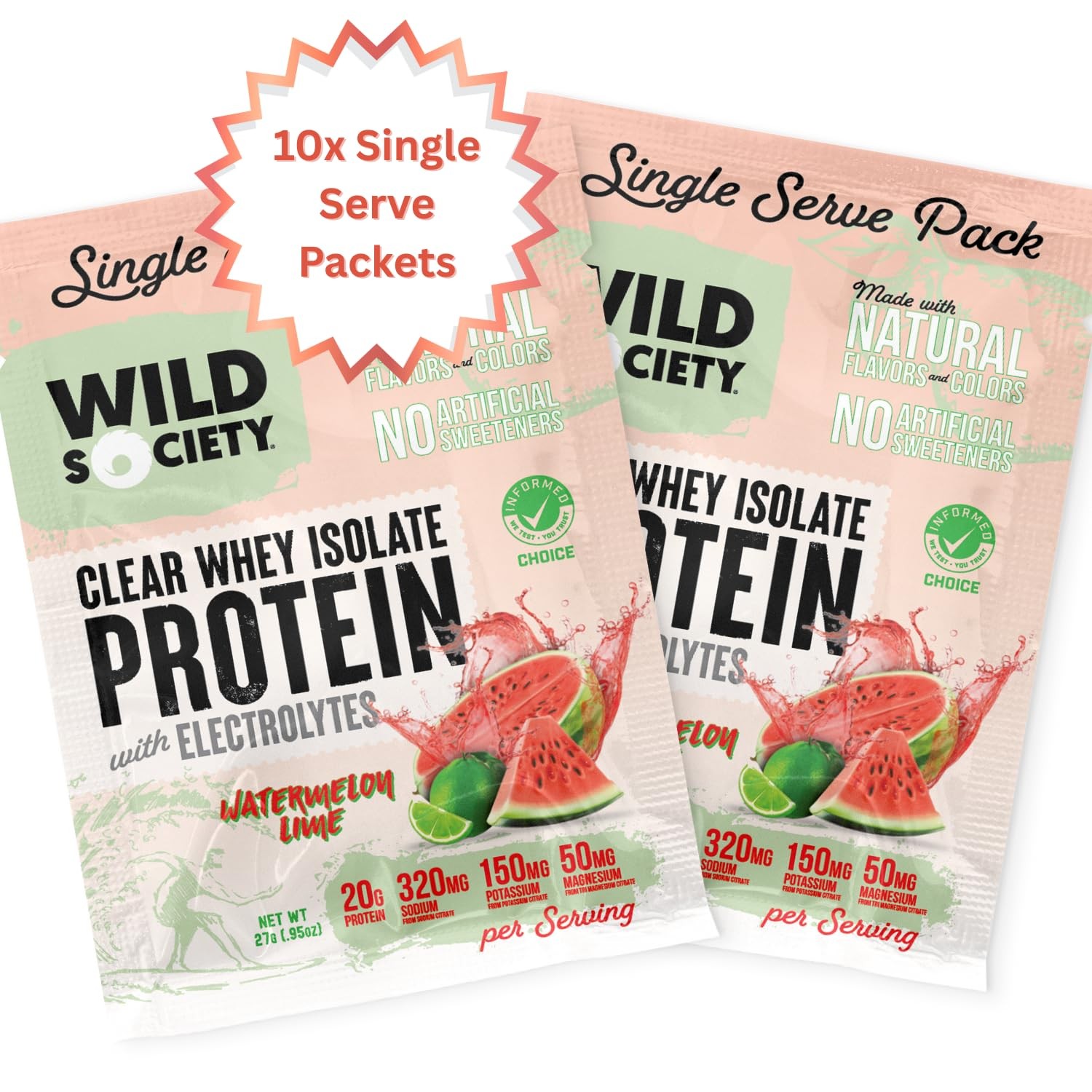 WILD SOCIETY Clear Protein Powder Electrolytes 20g Drink Zero Sugar Lactose-Free