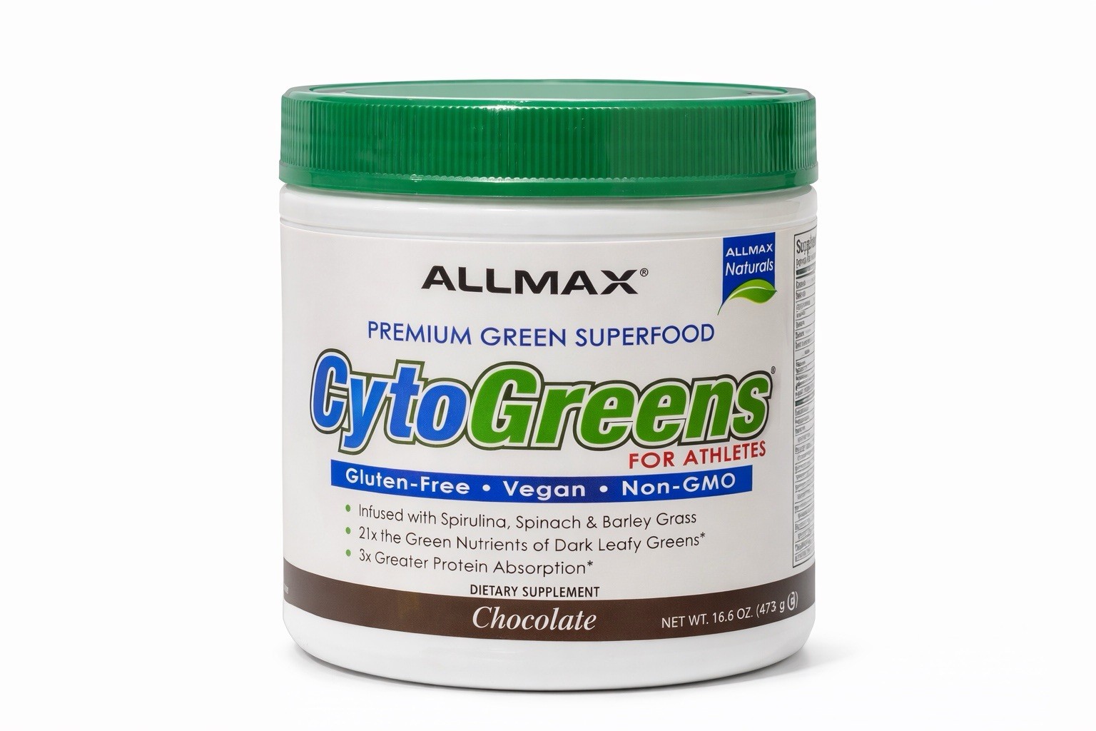ALLMAX CytoGreens Super Greens Powder – Spirulina, Spinach, Barley (chocolate)