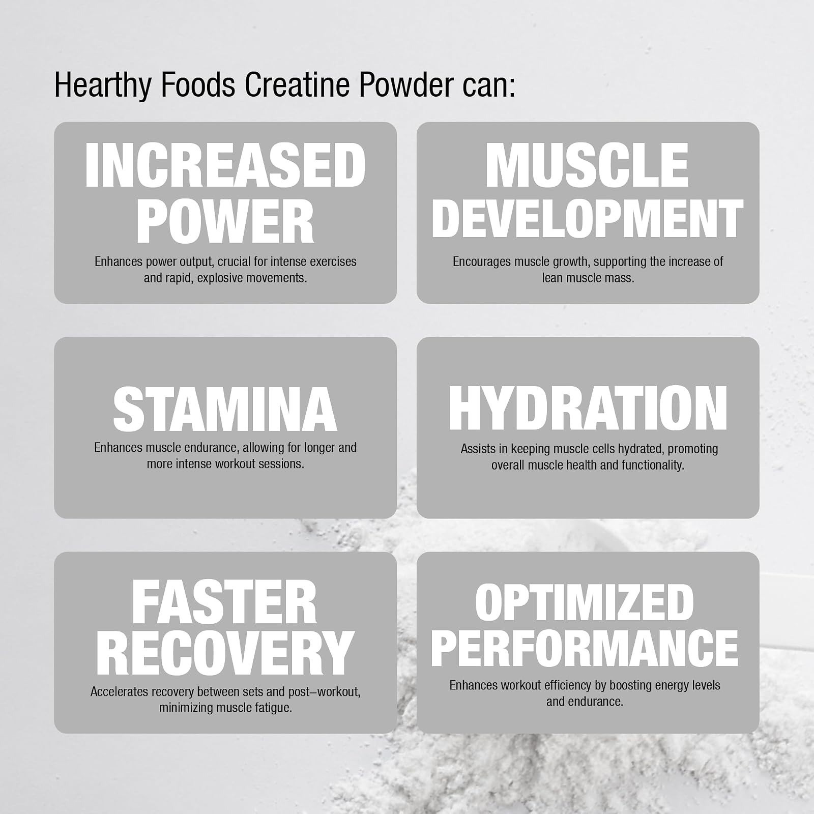 Hearthy Foods Creatine Monohydrate Powder 500G – Unflavored, 100 Servings