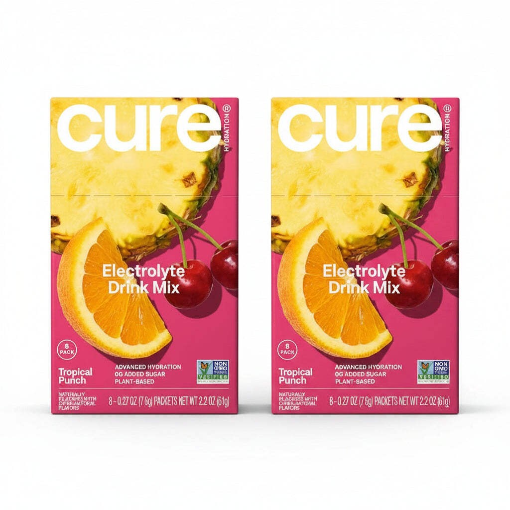 (3 boxes) Cure Hydration | Plant-Based Electrolyte Drink Mix | Tropical Punch