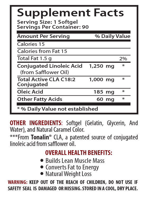 appetite suppressant – TONALIN 1250mg – bodybuilding supplements – 90 Softgels