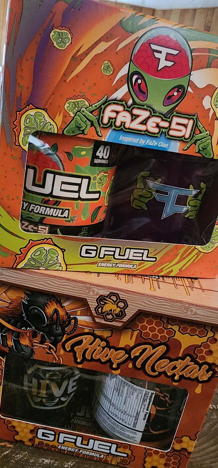 Gfuel Tub Lot of 2 Collectors Boxes Hive Nectar & Faze 51 New Sealed Tubs G Fuel