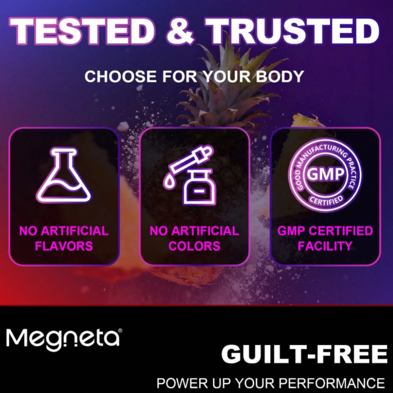3 Pack Megneta Creatine Monohydrate Powder 900G 5000mg Pineapple Flavor