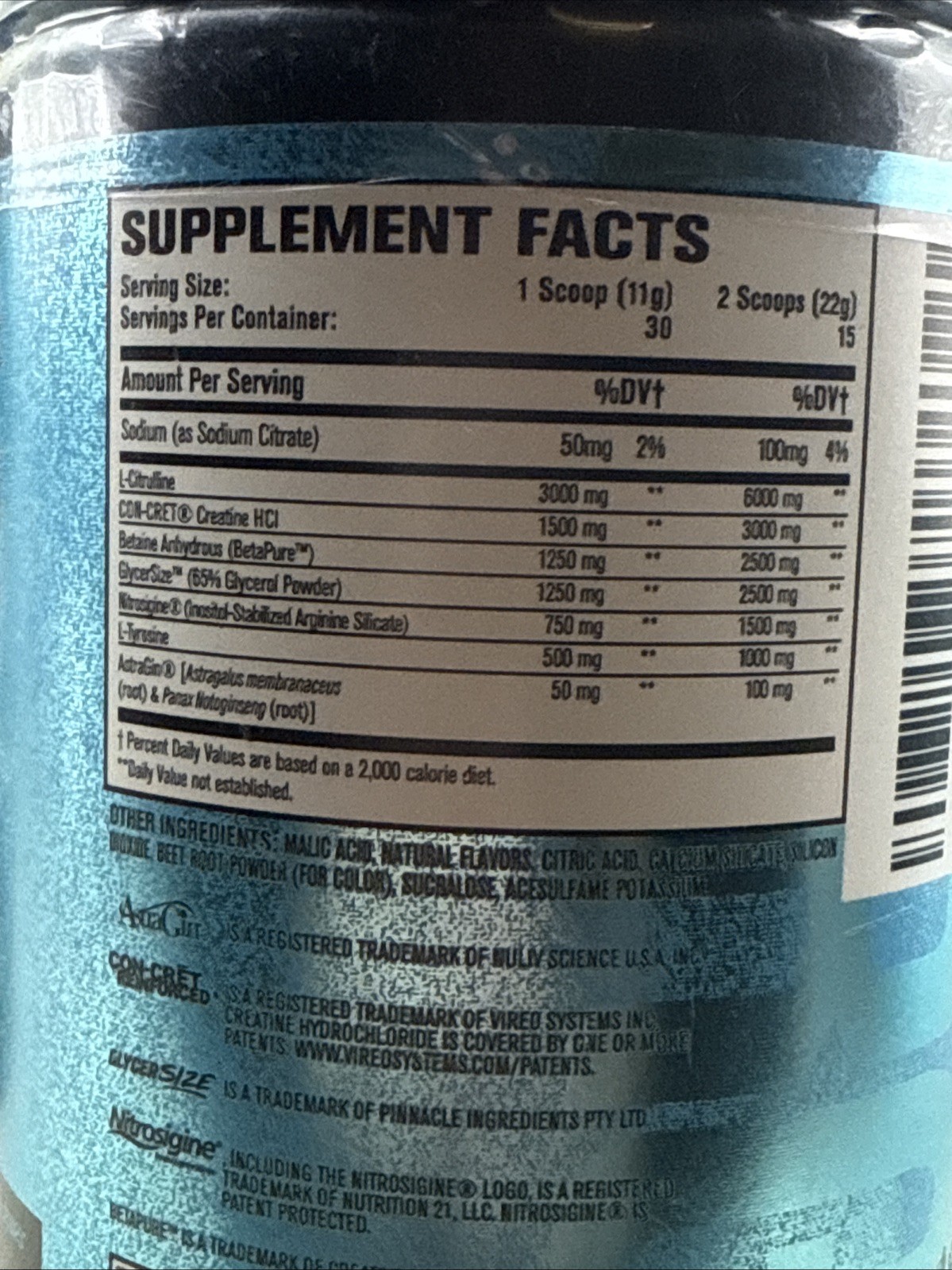 Nitric Surge Stim Free pre Workout Blue Raspberry 30 Servings 2-Pack Exp 12/26